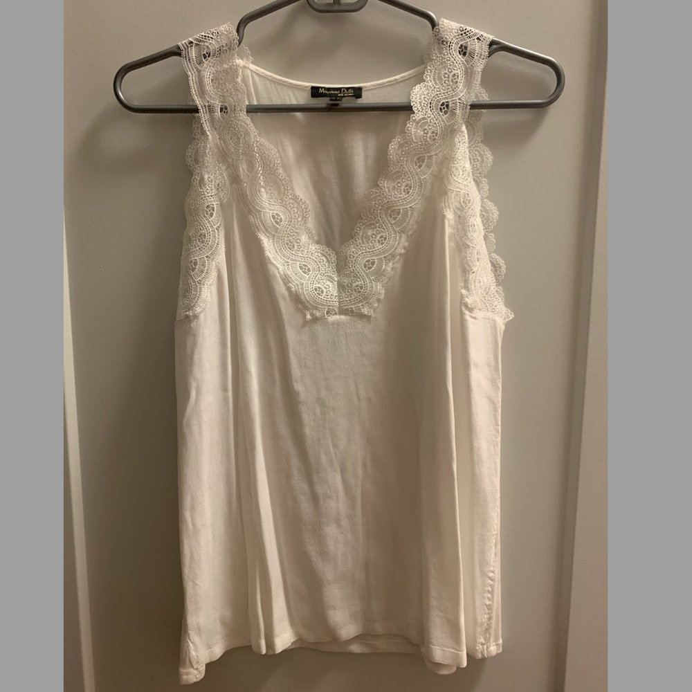 Massimo Dutti White Lace Tank Top